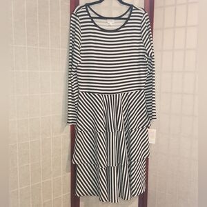 LuLaRoe Striped Black and White Tiered- Skirt Dress